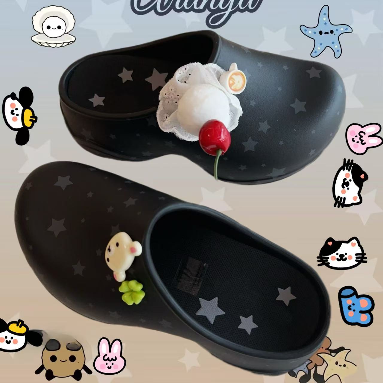 Original Handmade Cherry Hat Bear Hole Shoe Buckle DIY，Shoe Charms