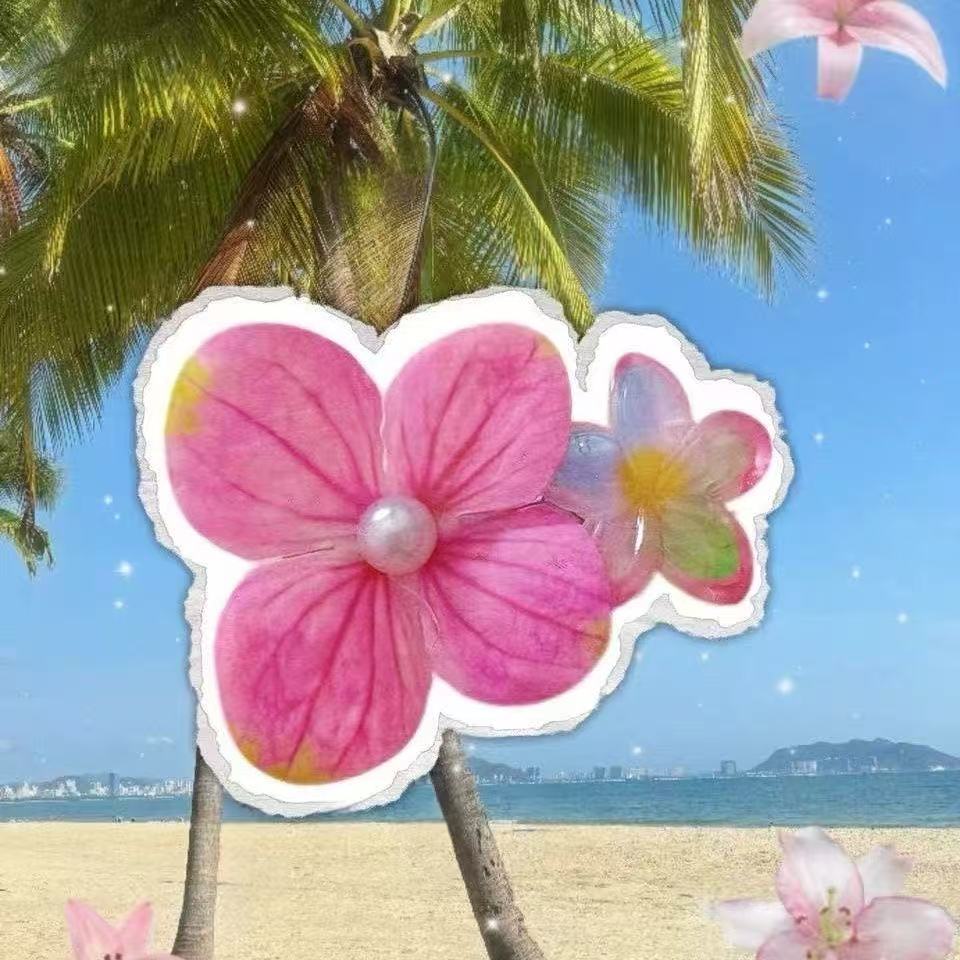 Colorful Hydrangea Hair Clips, Girly Bangs Clips, Frangipani Hair Clips, Beach-style Vacation-themed Clips