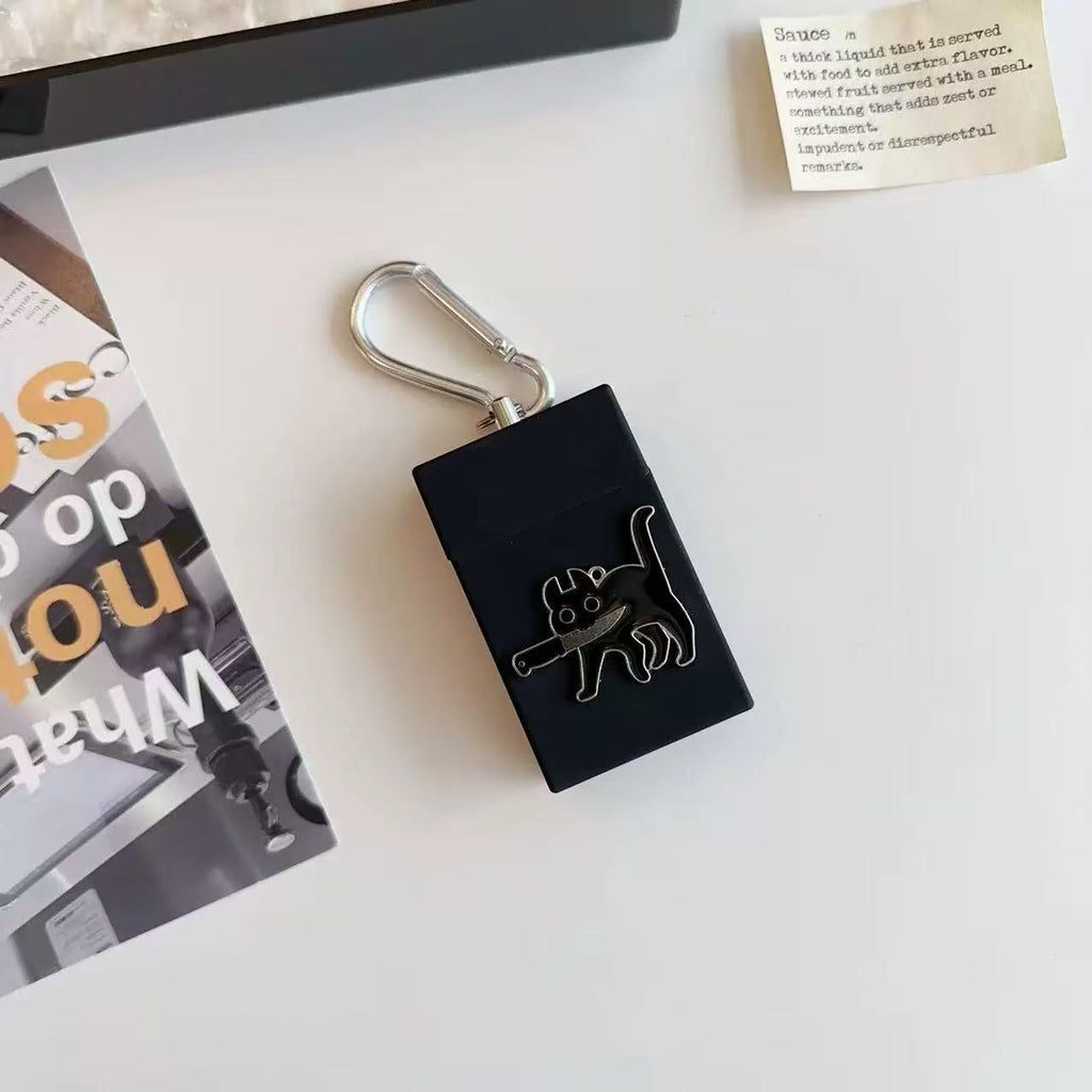 New Japanese y2k kitten alloy portable ashtray storage box pendant