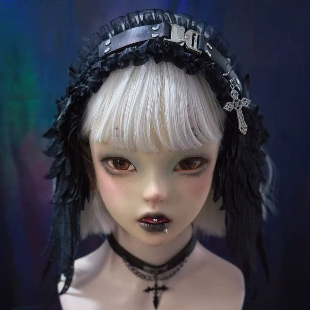 Halloween handmade leather metal buckle angel wings y2k headband