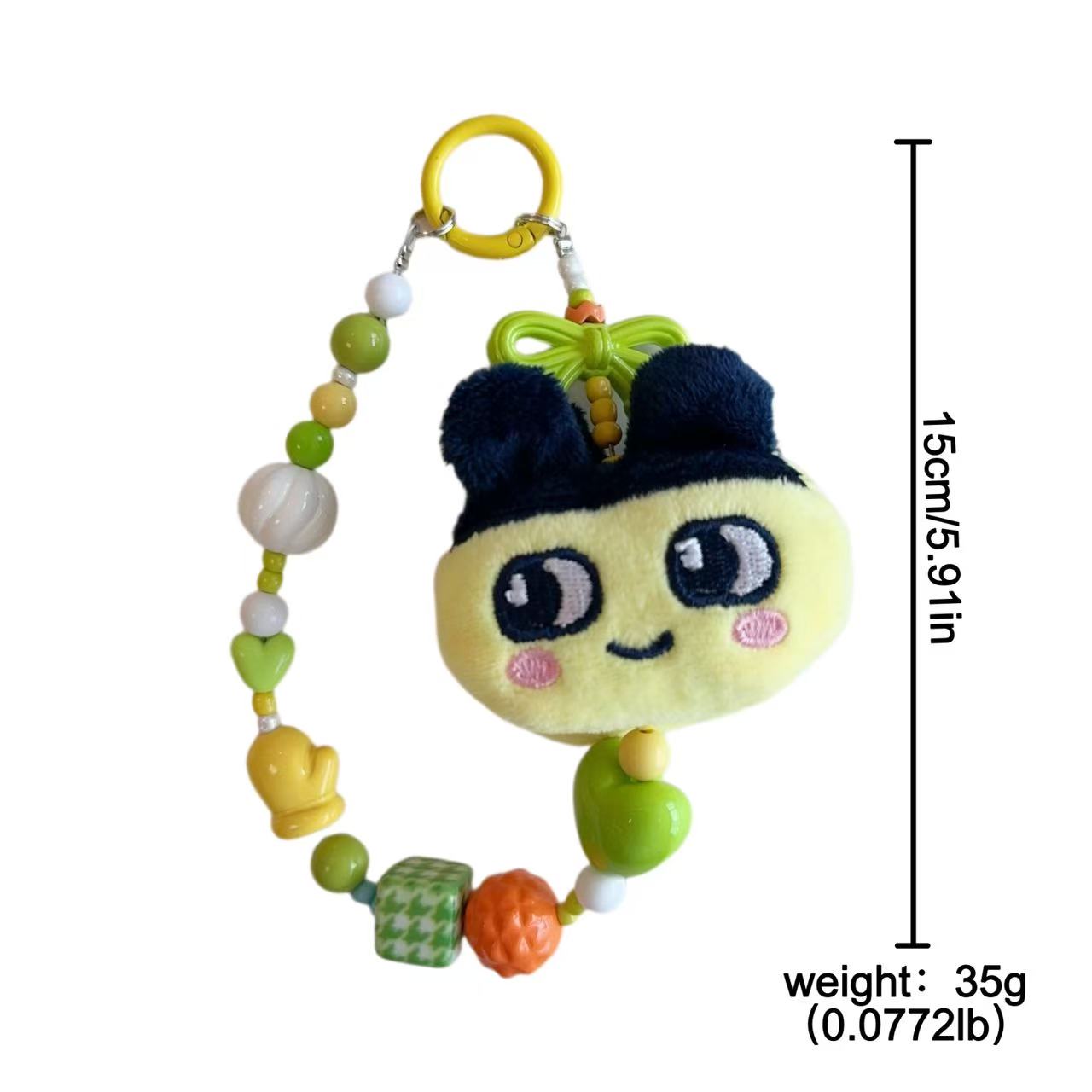Japanese Tamagotchi candy-colored resin beaded lanyard mobile phone chain cute Mamiji keychain pendant