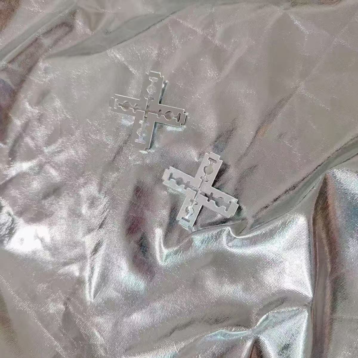 Handmade Blade Hairpin Mirror Reflective Acrylic Cross Side Clip Hair Ornament Headdress Y2k Hot Girl Match