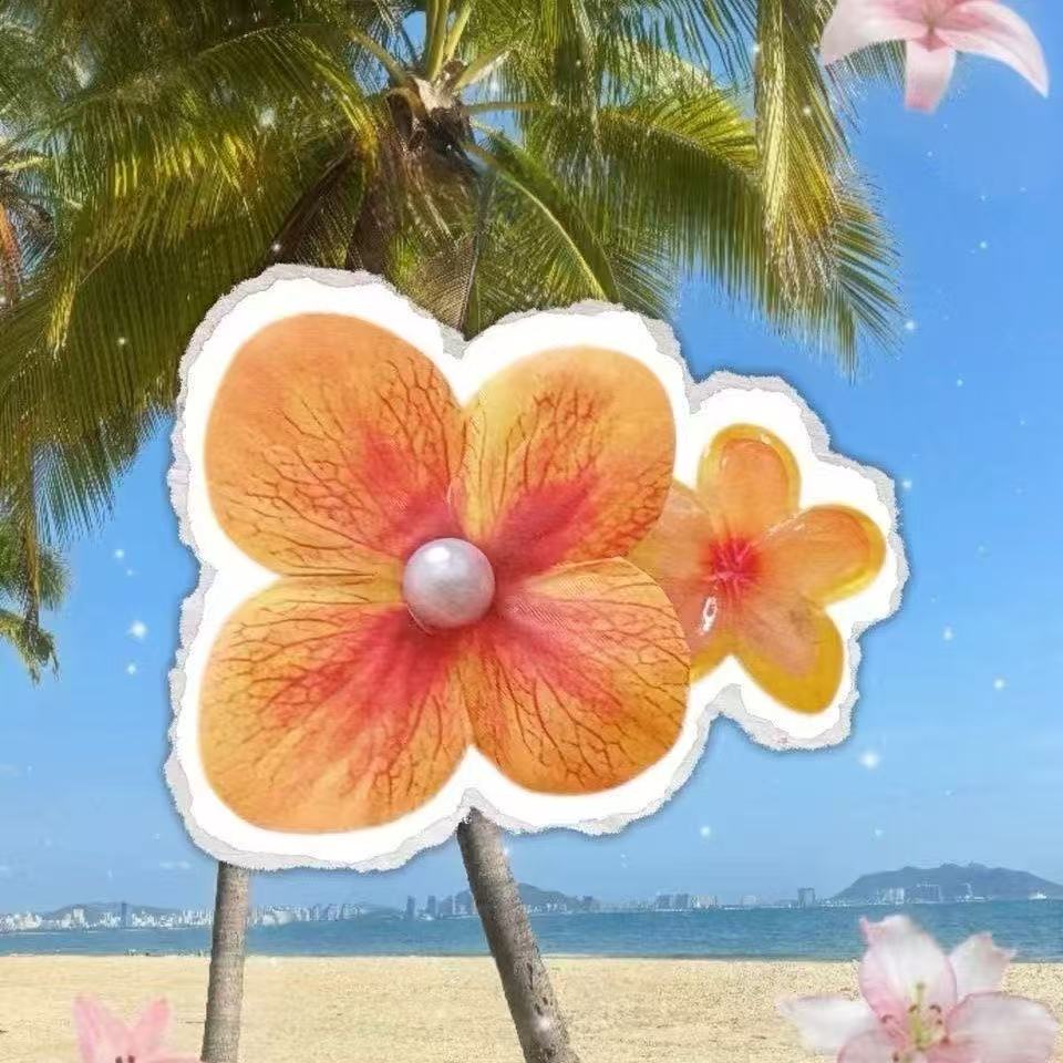 Colorful Hydrangea Hair Clips, Girly Bangs Clips, Frangipani Hair Clips, Beach-style Vacation-themed Clips