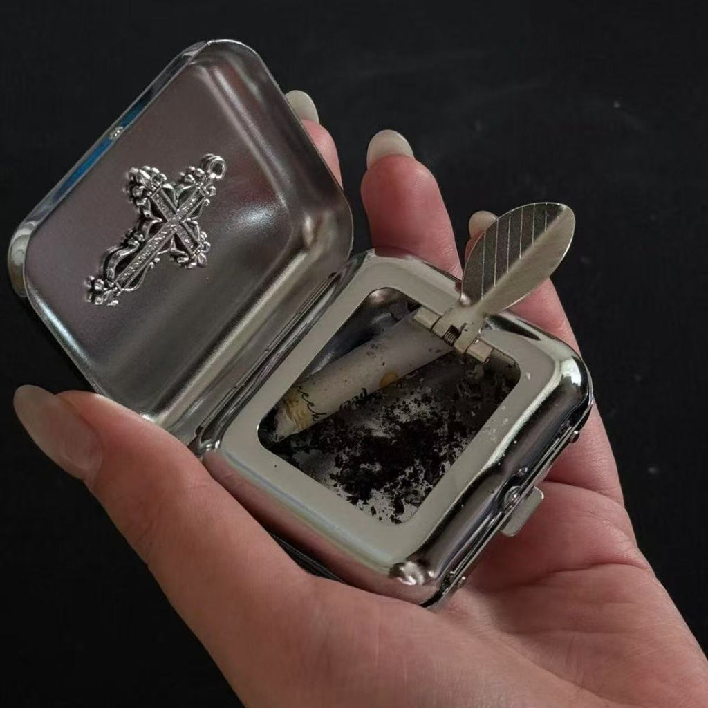 Millennial style y2k cross handmade ashtray storage box