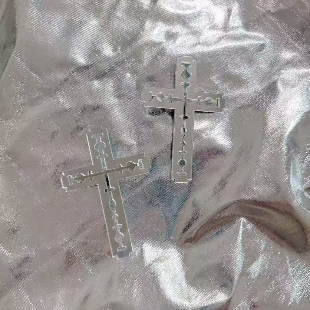 Handmade Blade Hairpin Mirror Reflective Acrylic Cross Side Clip Hair Ornament Headdress Y2k Hot Girl Match