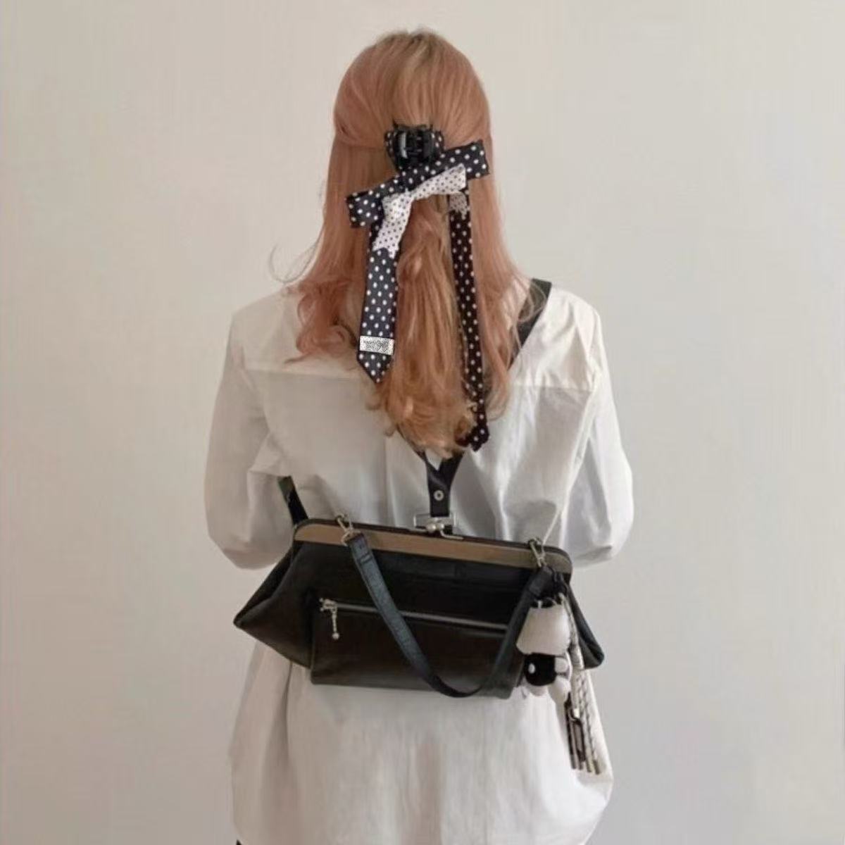 Handmade Tie, Bow, Hair Clip, Polka Dot Hair Accessory