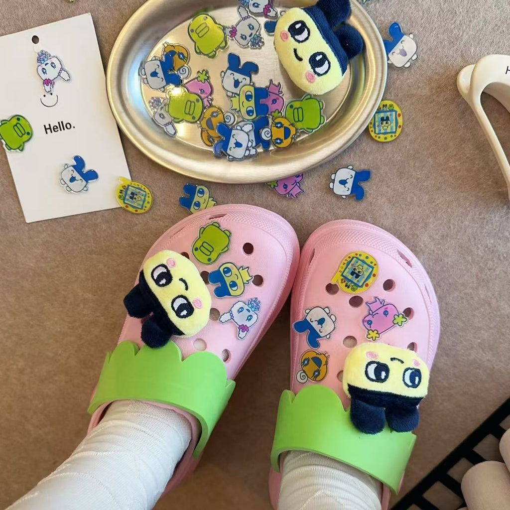 Japanese Tamagotchi Plush Hole Shoe Buckles Acrylic Shoe Flowers,Shoe charm (9 pieces, shoes not included)