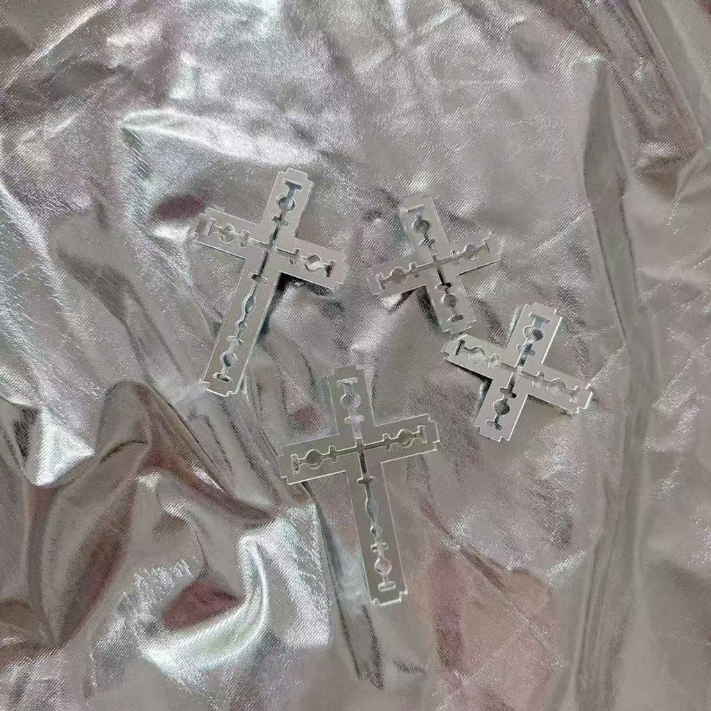 Handmade Blade Hairpin Mirror Reflective Acrylic Cross Side Clip Hair Ornament Headdress Y2k Hot Girl Match