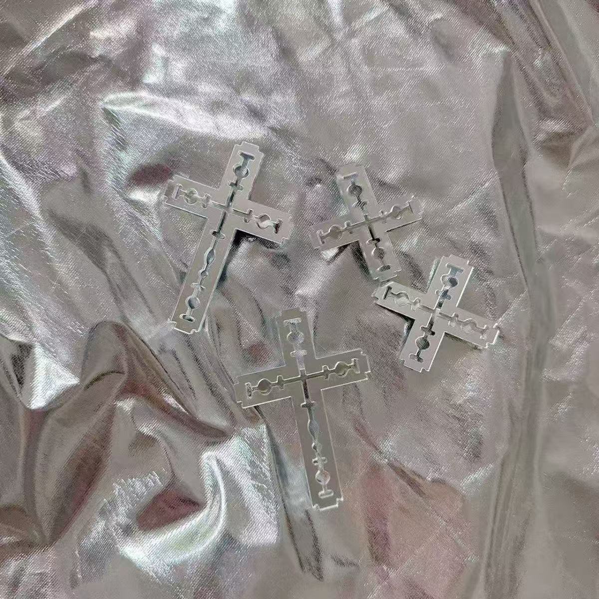 Handmade Blade Hairpin Mirror Reflective Acrylic Cross Side Clip Hair Ornament Headdress Y2k Hot Girl Match