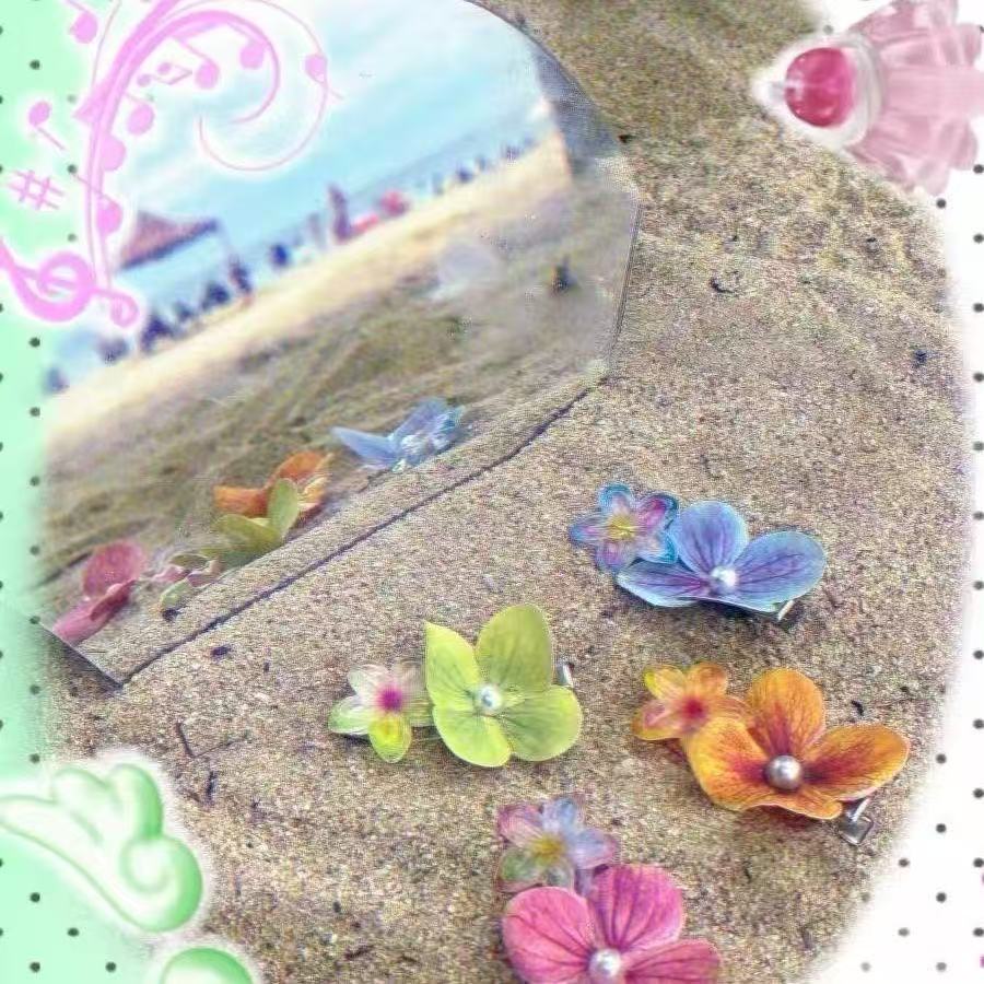 Colorful Hydrangea Hair Clips, Girly Bangs Clips, Frangipani Hair Clips, Beach-style Vacation-themed Clips