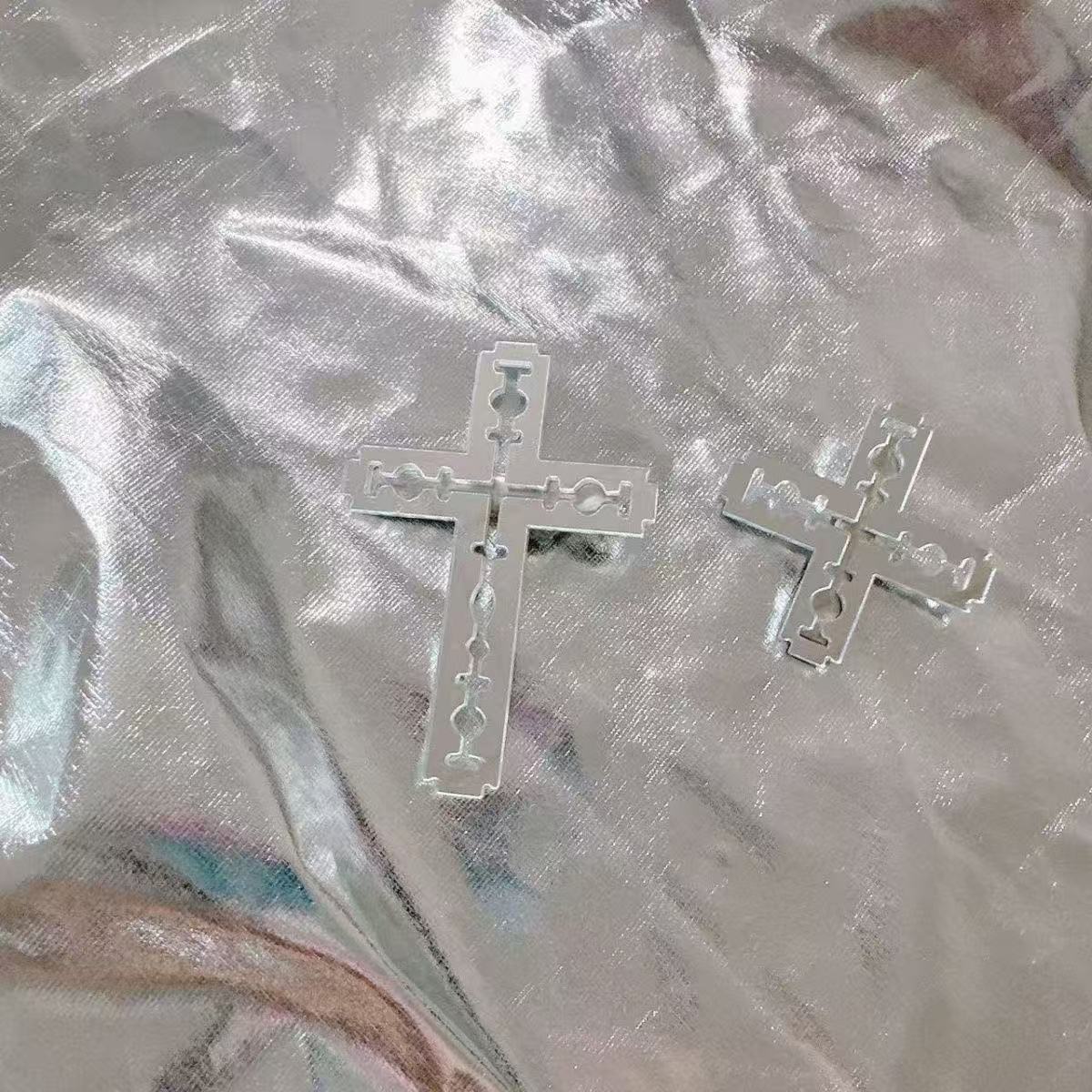 Handmade Blade Hairpin Mirror Reflective Acrylic Cross Side Clip Hair Ornament Headdress Y2k Hot Girl Match