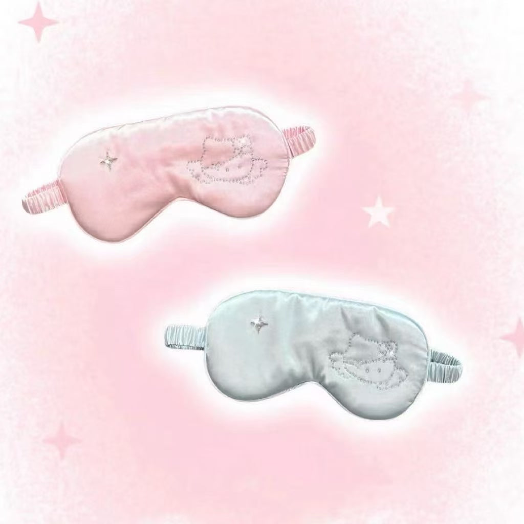 Ins Small Fresh Y2k Diy Soft Star Hot Diamond Imitation Silk Cute Kitty Sleeping Eye Mask