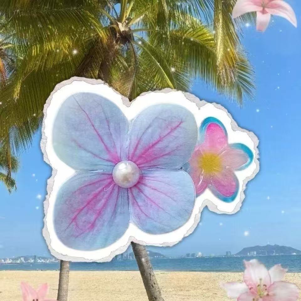 Colorful Hydrangea Hair Clips, Girly Bangs Clips, Frangipani Hair Clips, Beach-style Vacation-themed Clips