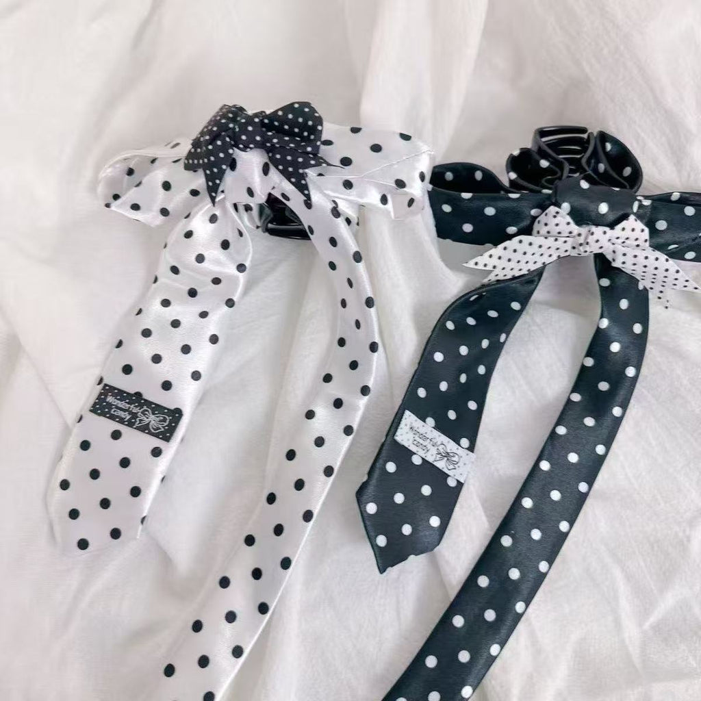 Handmade Tie, Bow, Hair Clip, Polka Dot Hair Accessory