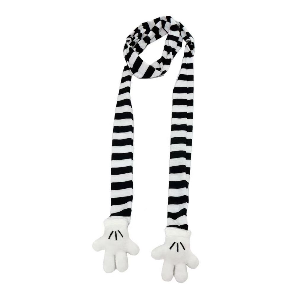 Black And White Striped Cartoon Cute Scarf Ins Striped Shape Long Thin Scarf Neck