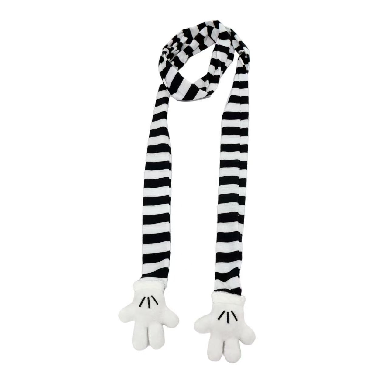 Black And White Striped Cartoon Cute Scarf Ins Striped Shape Long Thin Scarf Neck