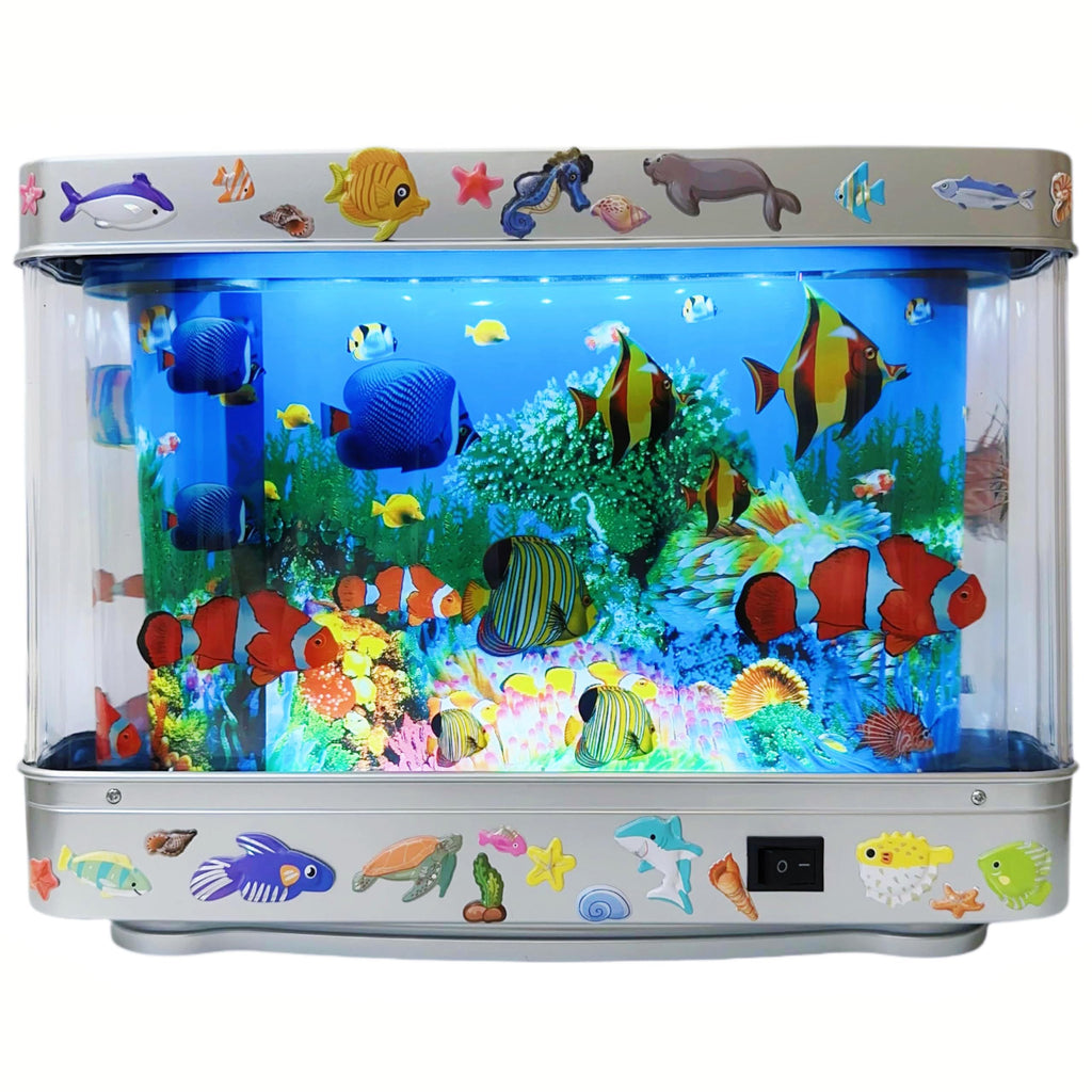 Fake Fish Tank Lamp - Moving Aquarium Night Light with Virtual Ocean Effect, 80s Retro Design for Adult Relaxation, Artificial Aquarium Decorative Lamp for Kids' Room and Cat Owners(USB)