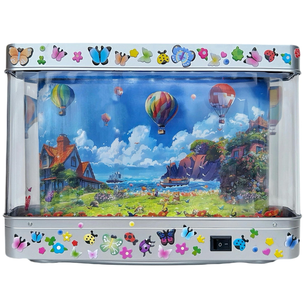 Aquarium Night Light with Rotating Castle Scene - Moving Picture Projection, White Mood Light for Bedroom/Office Decor, Unique Gift Idea(USB))