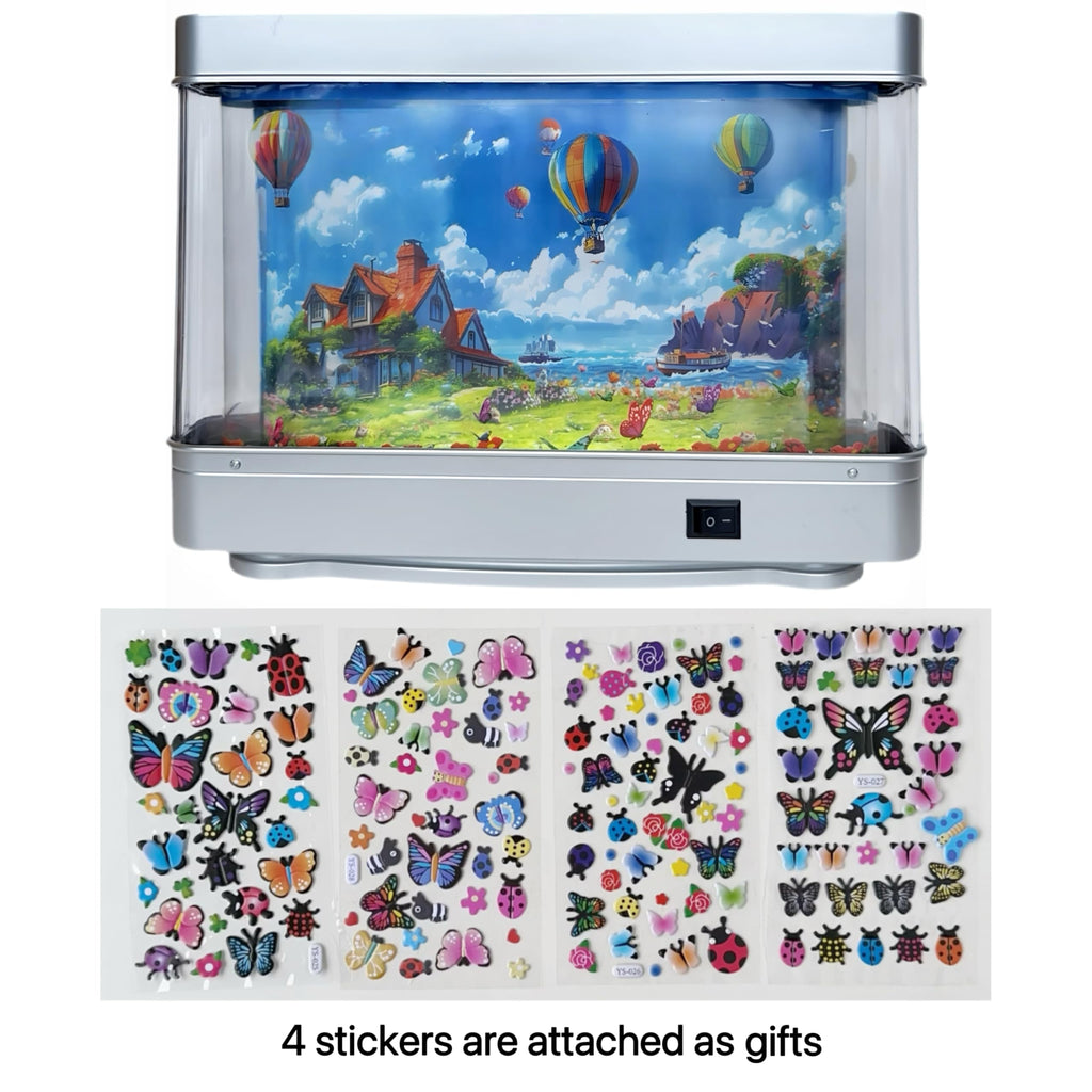 Aquarium Night Light with Rotating Castle Scene - Moving Picture Projection, White Mood Light for Bedroom/Office Decor, Unique Gift Idea(USB))