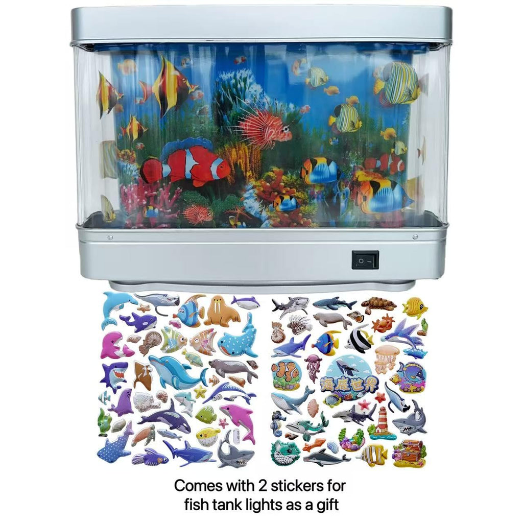 Fake Fish Tank Lamp - Moving Aquarium Night Light with Virtual Ocean Effect, 80s Retro Design for Adult Relaxation, Artificial Aquarium Decorative Lamp for Kids' Room and Cat Owners(USB)