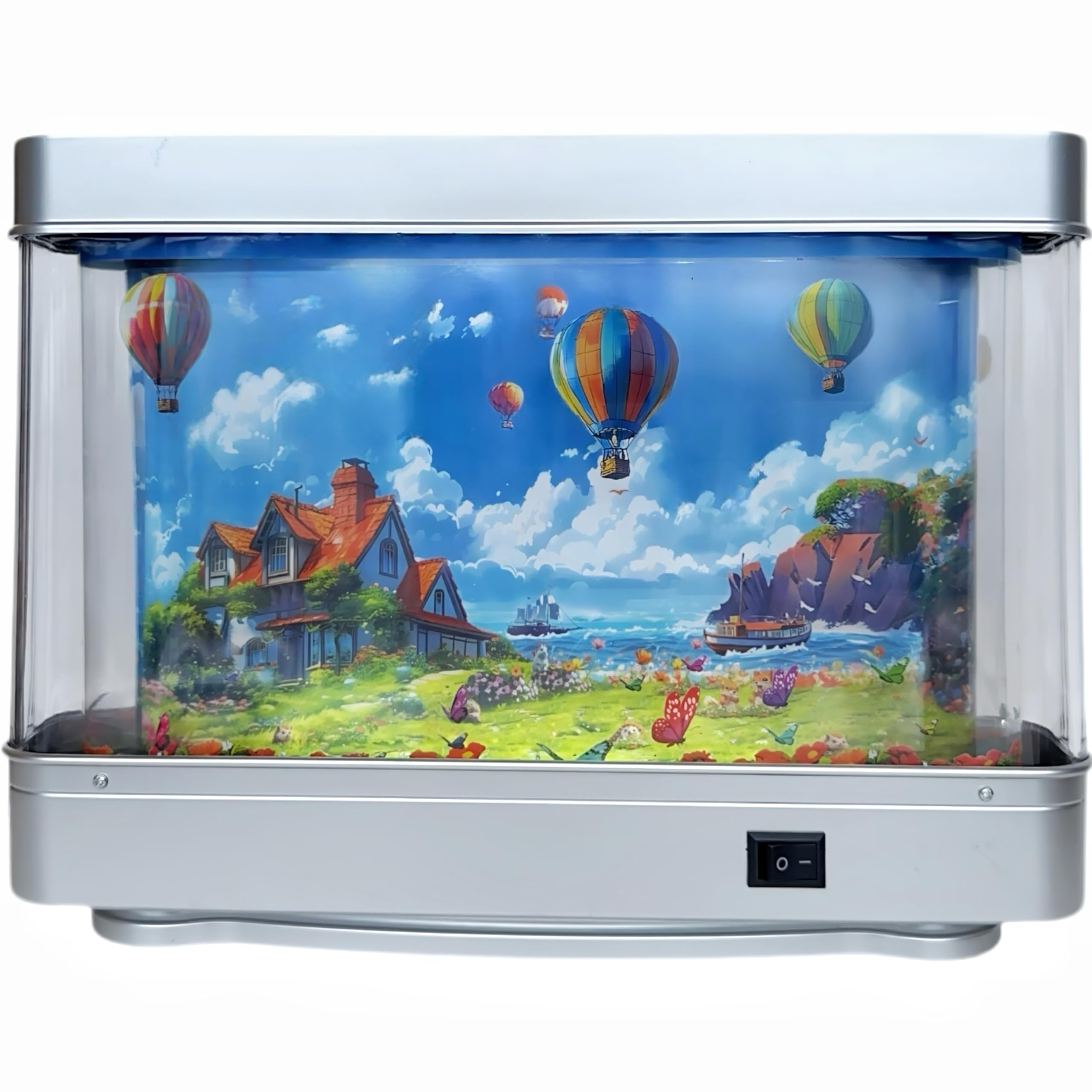 Aquarium Night Light with Rotating Castle Scene - Moving Picture Projection, White Mood Light for Bedroom/Office Decor, Unique Gift Idea(USB))