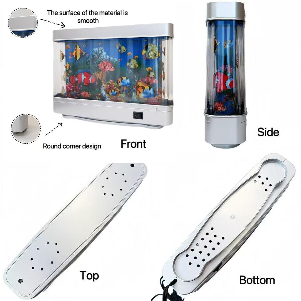 Fake Fish Tank Lamp - Moving Aquarium Night Light with Virtual Ocean Effect, 80s Retro Design for Adult Relaxation, Artificial Aquarium Decorative Lamp for Kids' Room and Cat Owners(USB)