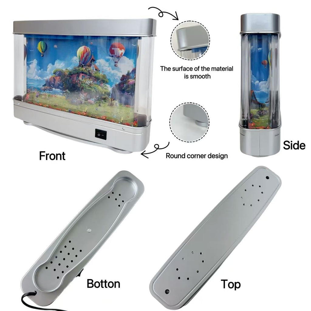 Aquarium Night Light with Rotating Castle Scene - Moving Picture Projection, White Mood Light for Bedroom/Office Decor, Unique Gift Idea(USB))