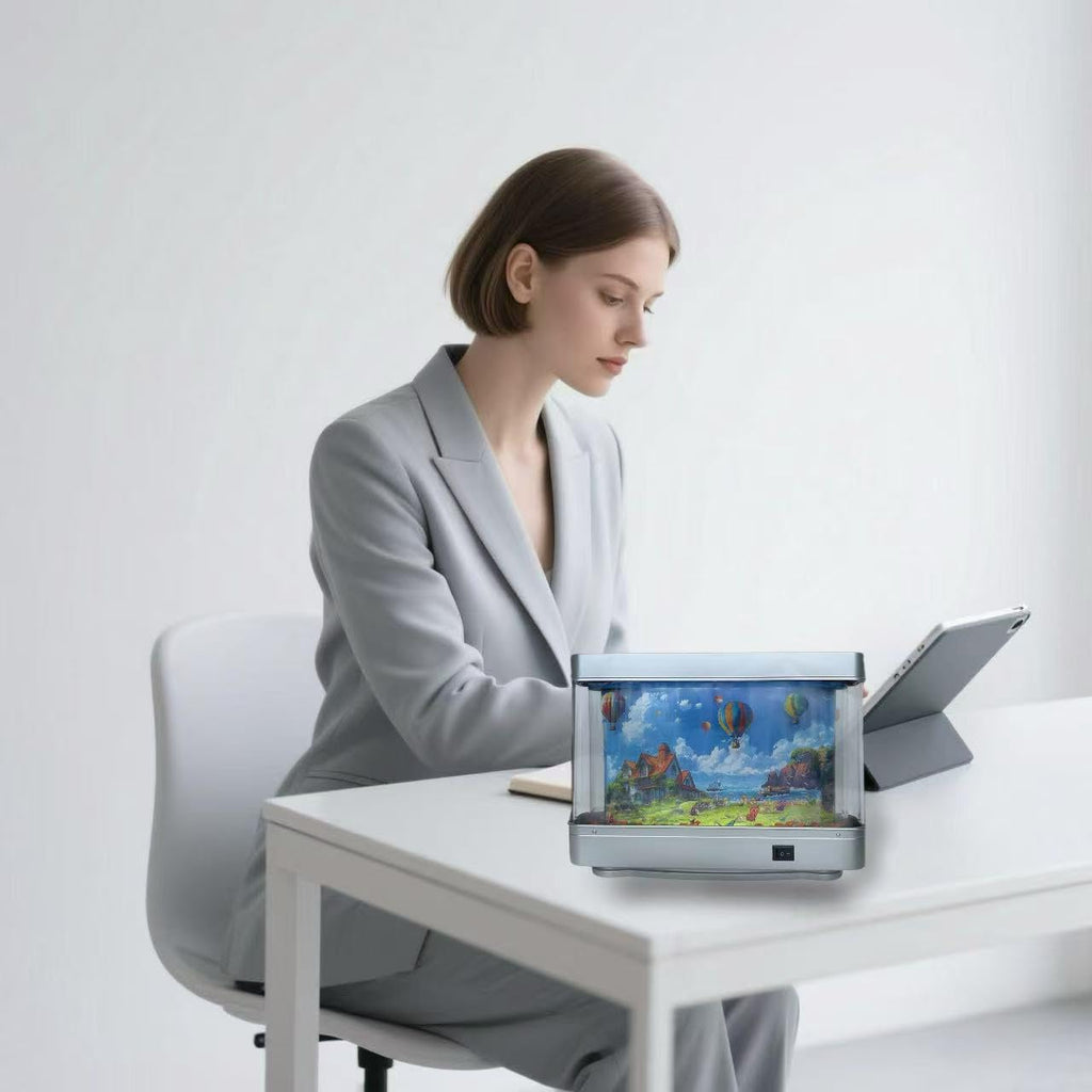 Aquarium Night Light with Rotating Castle Scene - Moving Picture Projection, White Mood Light for Bedroom/Office Decor, Unique Gift Idea(USB))